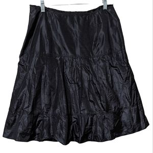 Per Se black silk tiered ruffle peasant skirt witchy core, dark academia…